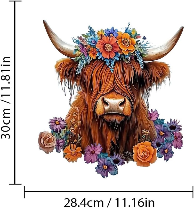 Iprokiu Funny Animal Toilet Seat Cover Decal Waterproof Cartoon Dog Cat Toilet Seat Lid Sticker Dinosaur Duck Washroom Bathroom Decal Home Wall Sticker (Highland Cow) - Image 4